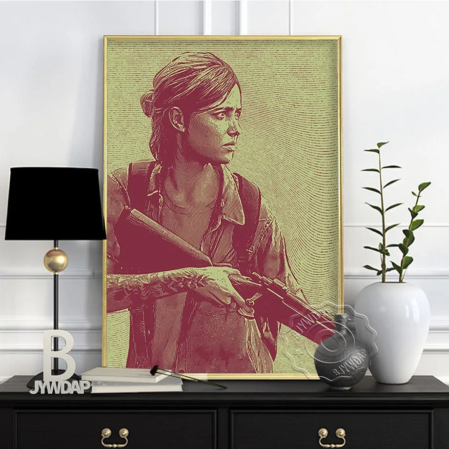 Custom Canvas Wall Decor Joel Ellie Poster The Last Of Us Wallpaper Black  And White Wall Sticker Mural Bedroom Decoration #0577# - AliExpress