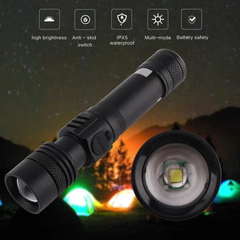 

USB Rechargeable Mini LED Flashlight Portable Lighting Waterproof Torch XML T6 Tactical Torch Night Lighting Lantern for Camping