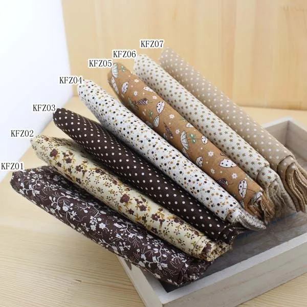 Booksew 7 Pieces/lot 50cmx50cm Vintage Brown Cotton Fabric Fat Quater Bundle Patchwork Tilda Cloth Quilting Tales|patchwork fabric|cotton