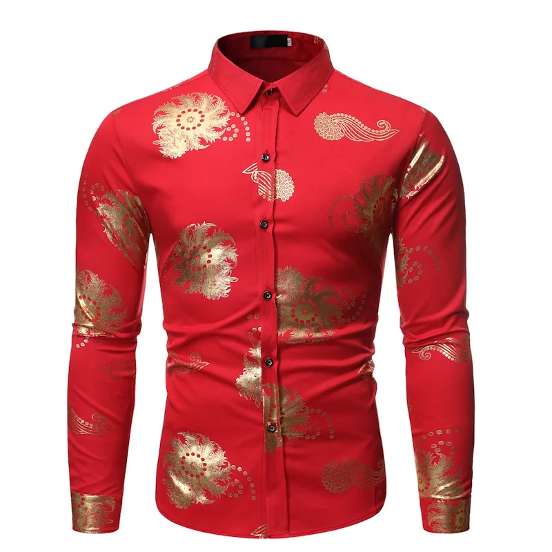 pink Белая рубашка с орнаментом Пейсли Мужская Camisa Masculina Роскошная брендовая приталенная Мужская рубашка с длинным рукавом Nighclub Свадебная рубашка-смокинг - Цвет: pink