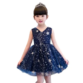 

Y089 2020 new children's evening dress princess puffy mesh starry dress girls choir clothing children's day performance dress