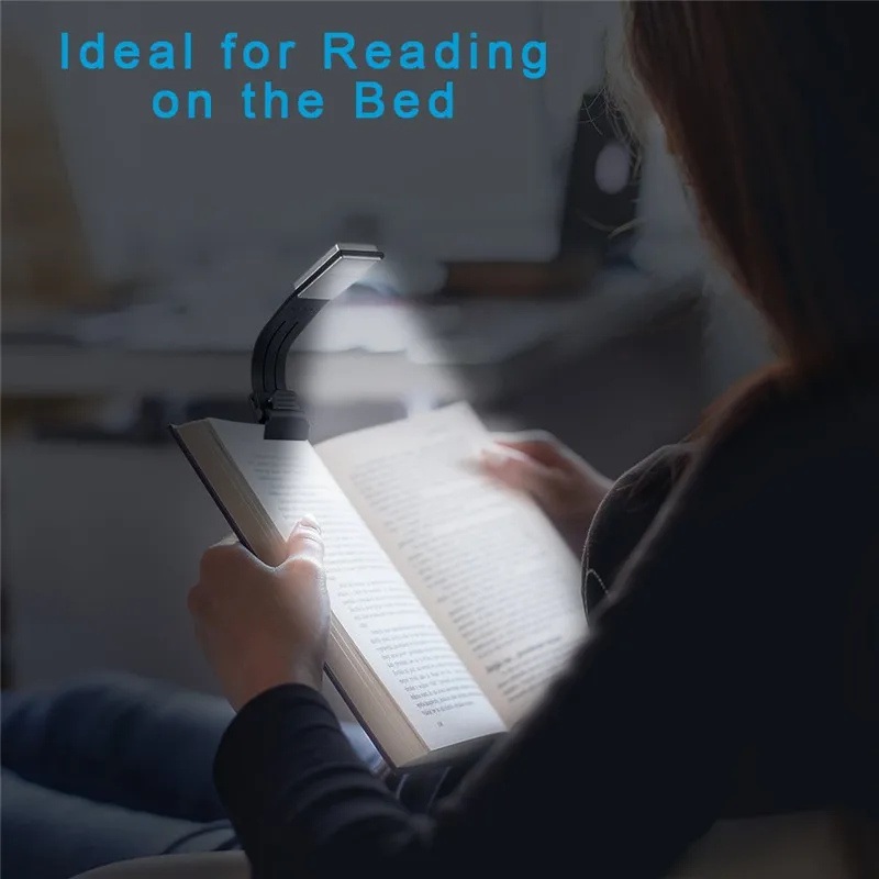 Luminária para leitura em led flexível, portátil, com prendedor para livro, para leitores de kindle e ebook