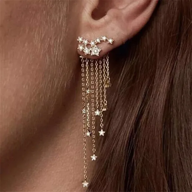 Fashion Punk Black Cross Drop Earrings For Teens Vintage Rock Pride Long Chain Butterfly Ear Cuffs Women Earrings Girls Jewelry Left ear