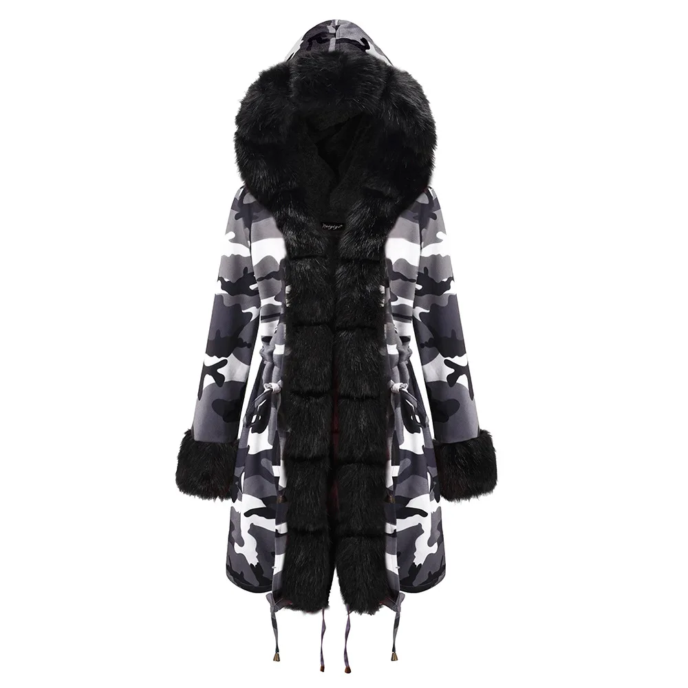 Зимняя женская куртка с большим меховым поясом с капюшоном, толстая пуховая парка, Длинная женская куртка, пальто размера плюс, теплая зимняя верхняя одежда, новинка L0191 - Цвет: 19D008-gray