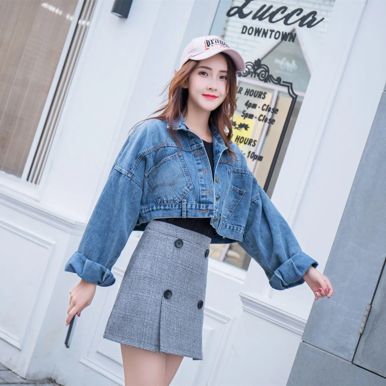 

2018 South Korea CHIC Bat Sleeve Jeans Coat Women's Short Loose-Fit Versatile Students Jacket Cowboy Clothing