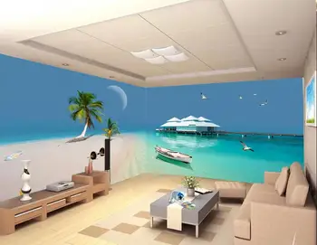

CJSIR Custom Wallpaper Beautiful Sea Beach Coconut Tree Landscape TV Background Home Decoration Living Room 3d Wallpaper Decor