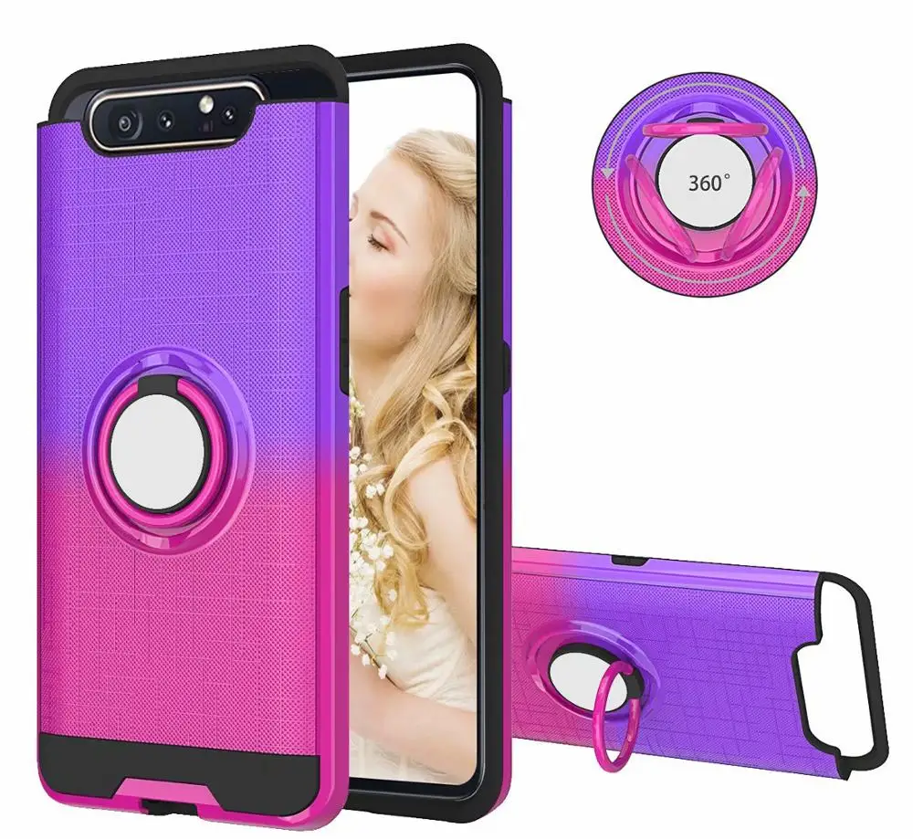 360 ° вращающийся кольцевой чехол для samsung Galaxy A20 A30 A40 A50 A505 A30S A50S A70 A80 A90 A10s противоударный 2 в 1 чехол для телефона - Цвет: purple rose