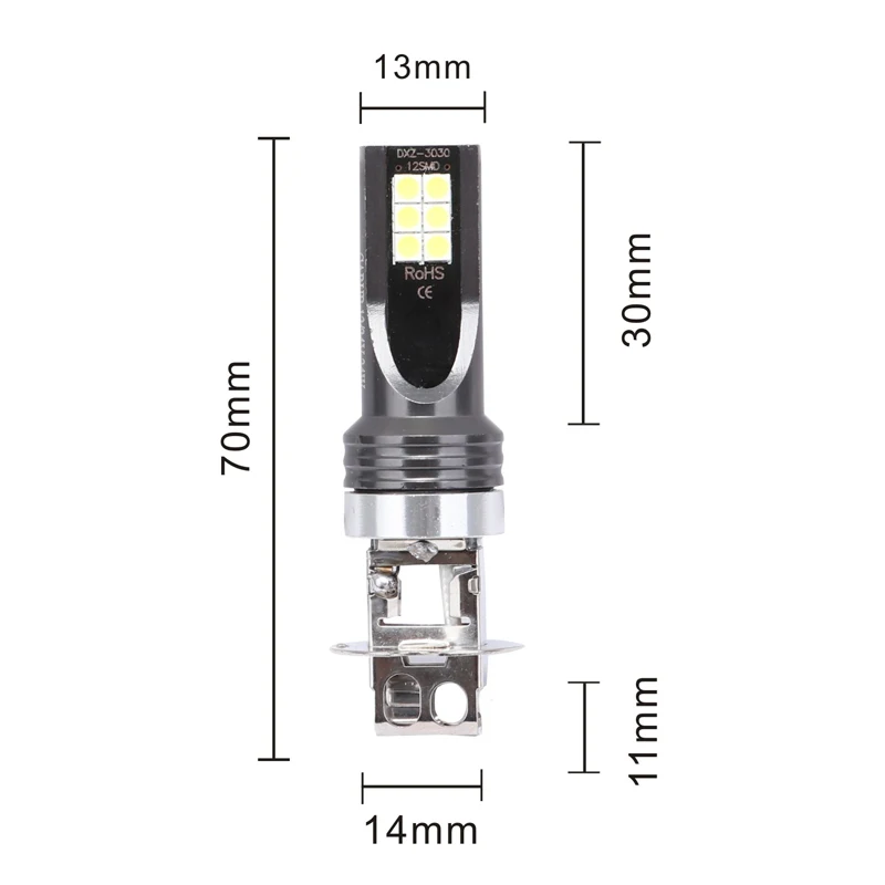 2 шт. H8 H11 Led HB4 9006 HB3 9005 H1 H3 Противотуманные фары лампы 3030SMD 2400LM 3000K 6000K белый автомобиль, вождения, бега авто светодиодные лампы 12V 24V