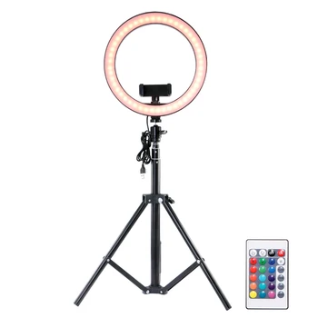 

LED Selfie Ring Light Telescopic Tripod And Phone Clip Photo Video Camera Phone Light Ringlight For Live YouTube Fill Light