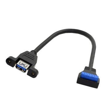 

USB 3.0 Single Port A Female Screw Mount Type to Up Angled Motherboard 20pin Header Cable 90 Degree