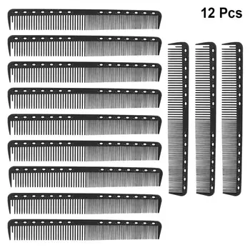 

12pcs Carbon Fiber Combs Hair Cutting Comb Hair Shearing Comb Haircut Supplies Accessories for Men Women (Black)