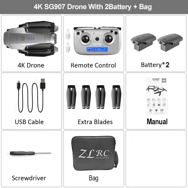 SG907 4K 2B CB HGIYI SG907 gps Радиоуправляемый Дрон с 4K HD камерой регулировки широкоугольный wifi FPV 50 раз зум складной Квадрокоптер профессиональные дроны - Цвет: SG907 4K 2B CB