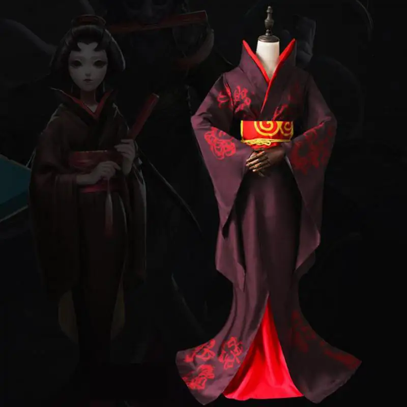 

Japanese Style Killer Game Costume Traditional Geisha Kimono Bath Robe Yukata With Obi Horrifying Women Dark Cosplay Costumes