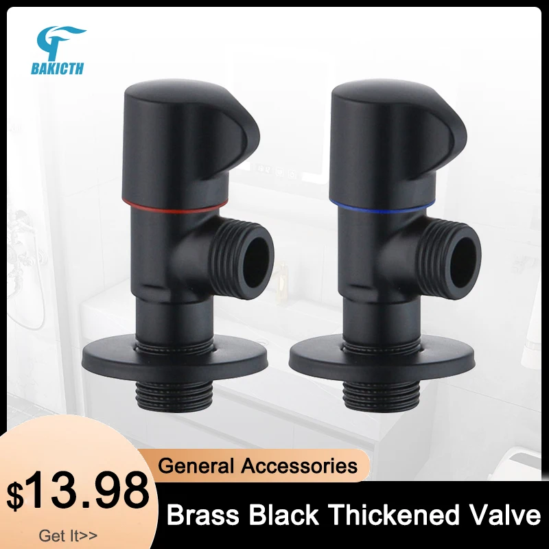 

Bakicth Bathroom Angle Filling Valve Faucets Black Stainless Steel Kitchen Cold Hot Mixer Tap Accessories Standard G1/2 Threaded