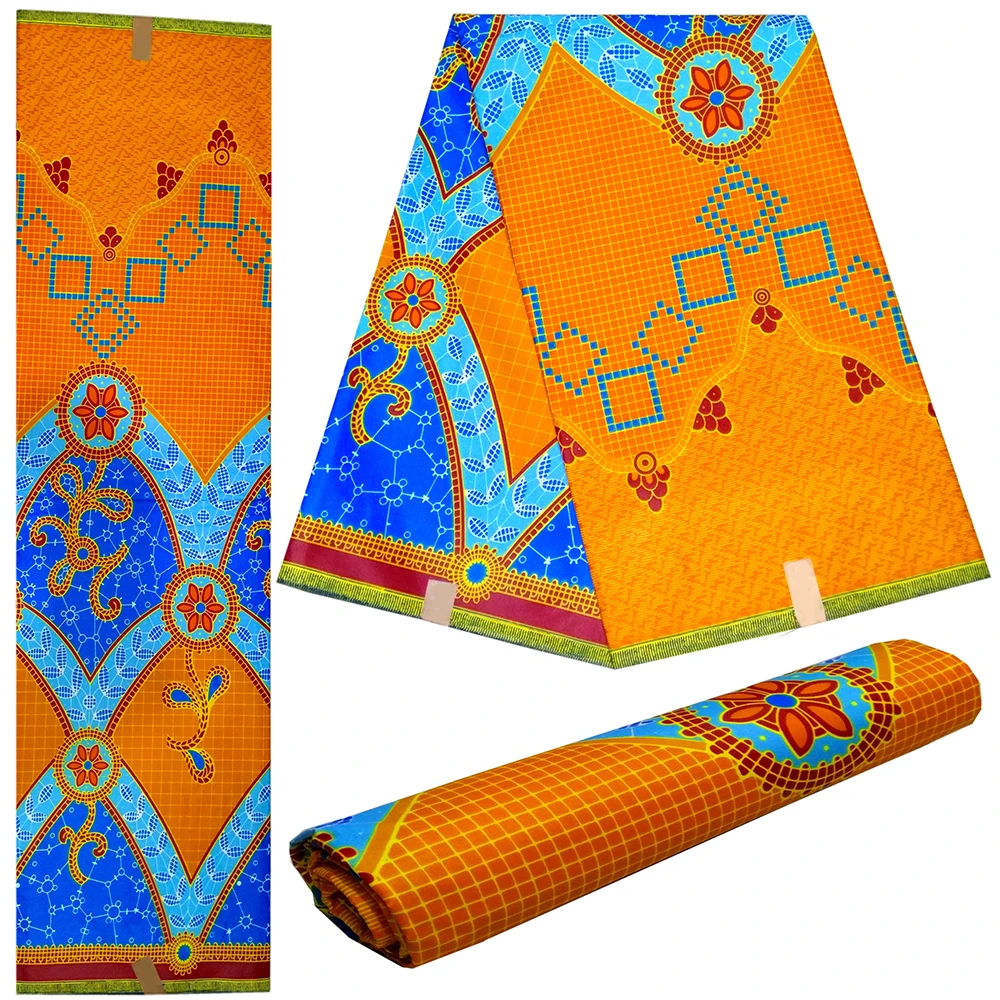 Африканская оранжевая ткань с принтом гарантирует настоящий воск ткань для вечерние платья