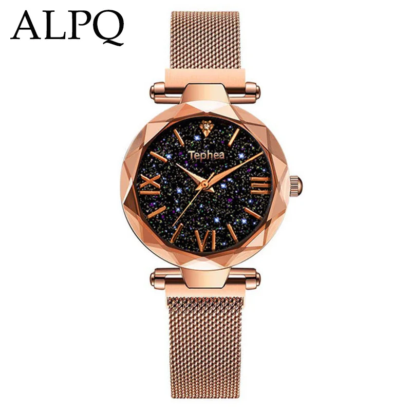 

Luxury Women Watch Diamond Style Magnetic Starry Sky Female Quartz Noctilucent Button Clock Fashion Trend Simple Have Needles