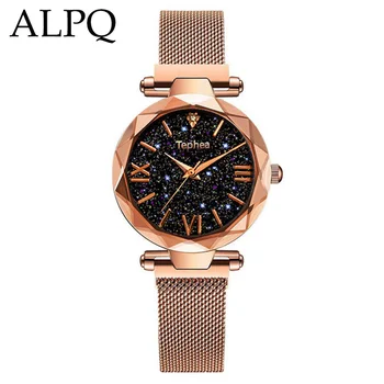 

Luxury Women Watch Diamond Style Magnetic Starry Sky Female Quartz Noctilucent Button Clock Fashion Trend Simple Have Needles