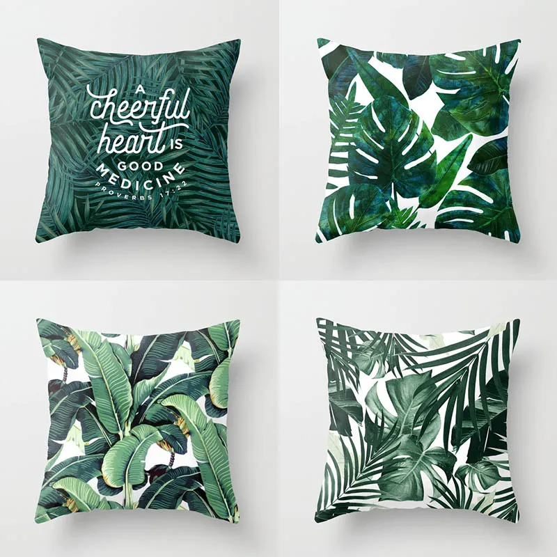 

Pillow case 45 * 45 Tropical plant printed polyester pillowcase Square decorative pillowcase