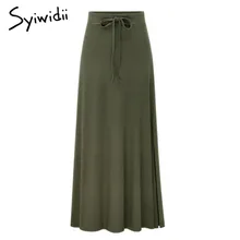 Осенняя новинка, модная женская однотонная стрейчевая трикотажная юбка с высокой талией, Женская длинная сумка, винтажная юбка harajuku с бантом