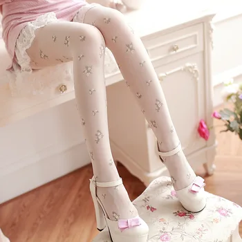 

Summer Japan Floral Embroidery Pantyhose Small Fresh Thin Stockings Retro Flower Bottoming Socks Ladies Leggings