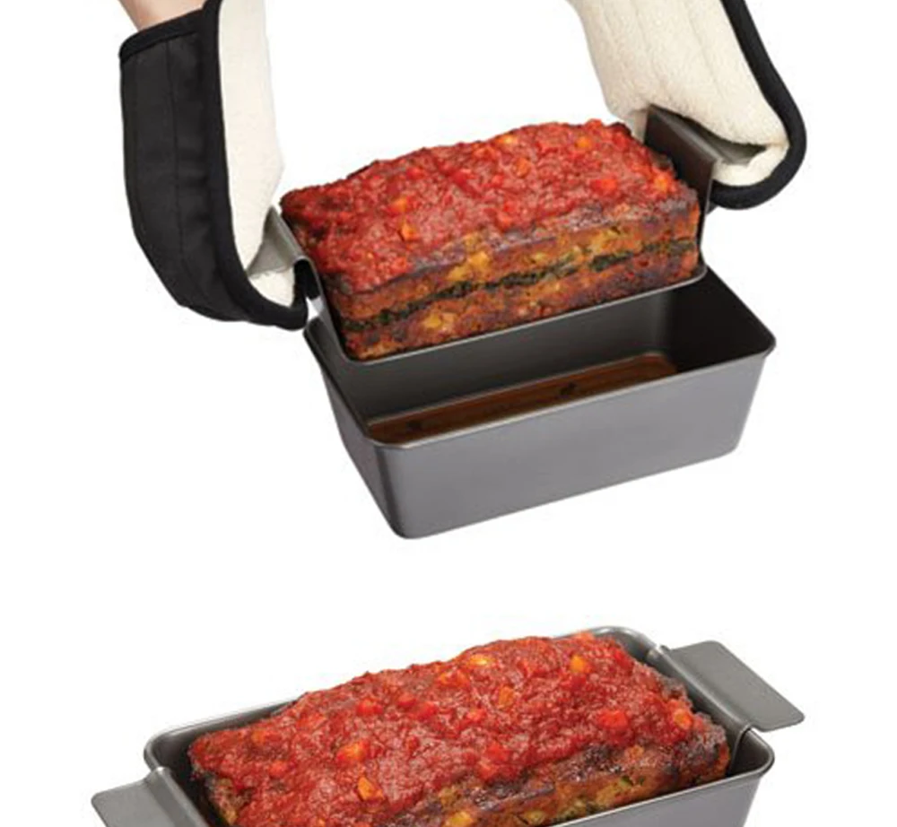 Perfect Metallic Meatloaf Pan With Insert Stainless Steel 9x5 Loaf Pan Set For Baking Bread Non