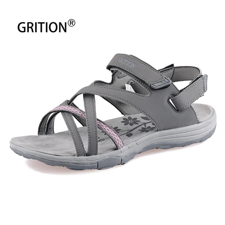 GRITION/женские уличные сандалии; летняя дышащая пляжная обувь на плоской подошве; легкие прогулочные треккинговые сандалии; Sandalias Hombre
