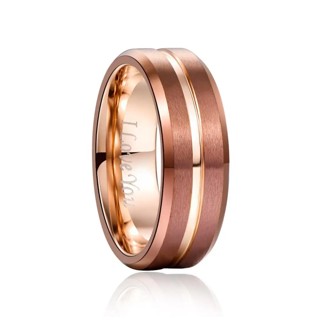 Engrave I love You Promise свадебное вольфрамовое кольцо для мужчин и женщин розовое золотое, классический цвет кольца для пар