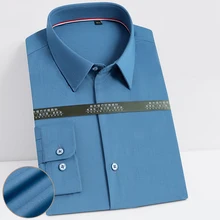 Chemise à manches longues pour homme, en Fiber de bambou, avec boutons à simple boutonnage, à la mode, pour le travail et le bureau, S 4XL