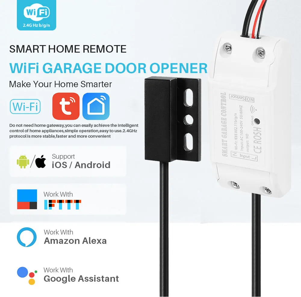 Умный Wi-Fi переключатель открывалка для гаражных дверей управление Лер SmartLife Tuya приложение дистанционное управление работает с Alexa Google Home IFTTT