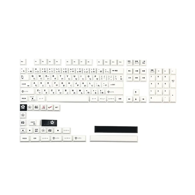 PBT Keycap Minimalism White Japanese 129 Keys Cherry Profile DYE Subbed 6.25U 7U Spacebar Full Sets For Mechanical Keyboard