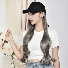 Женский длинный кудрявый волнистый парик с кепкой Синтетические длинные волосы с бейсболкой MH88