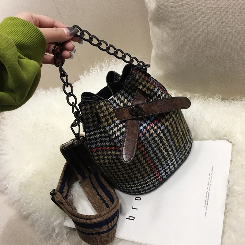 

Woolen Cloth Women's Handbag 2021 Travel Handbag Fashion Simple Shoulder Bag Women's Bucket Bag