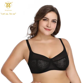 

Wingslove Plus Size Minimizer Bra For Women Underwire Everyday Underwear Push Up Full Cup Solid Lingere