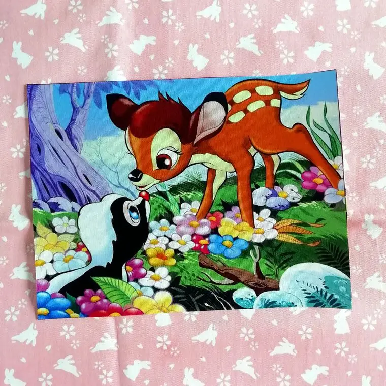 15x20cmDisney олененок декоративный холст ткань ручная окрашенная ткань для сумки/Картины/бумажника/украшения хлопчатобумажная льняная ткань