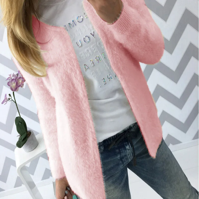 

Women Knitwear Pink Cardigans for Ladies abrigos mujer invierno 2019 Warm Tops Autumn Sweaters S-XXL Drop Shipping modis