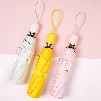 

Candy colors Umbrella Automatic 3 Folding Umbrella Rain Women Windproof Travel cute girl 10K Big Umbrella Outdoor