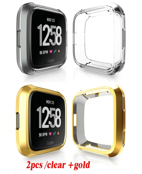 YHNUJM модные мягкие защитные чехлы из ТПУ Для Fitbit Versa Смарт-часы для фитнеса - Цвет: Clear-Gold