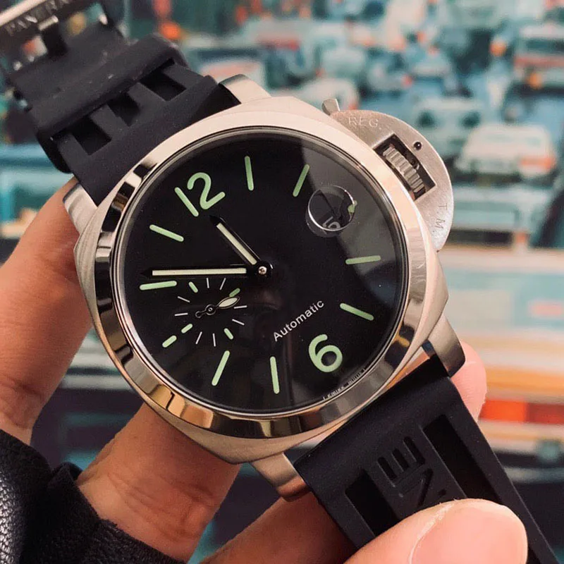 

44mm Watch Men Automatic Mechanical Rubber Strap Luminous Military Waterproof 316L Stainless Steel Men Watch AAA