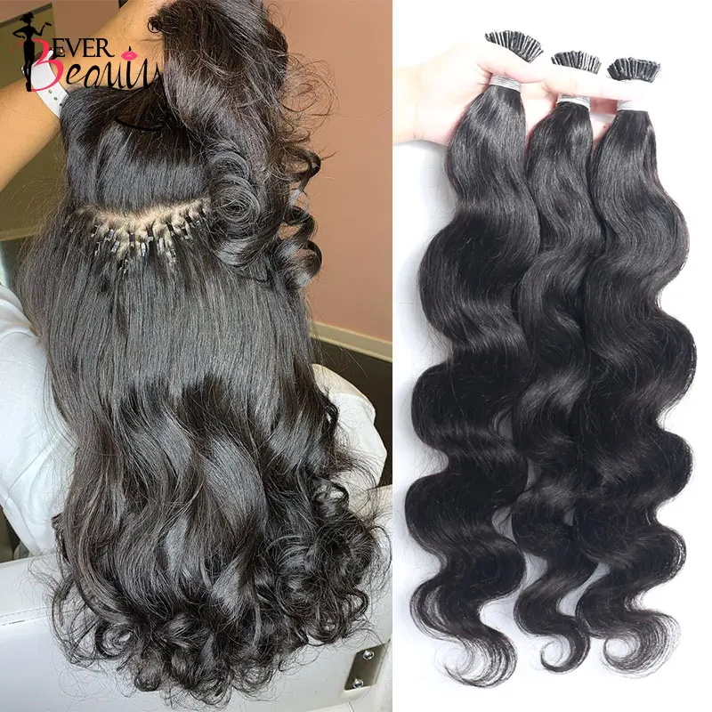 La onda del cuerpo de Microlinks inclino extensiones de cabello indio Ondulado Natural pelo virgen a granel para las mujeres 100% cabello humano para el salón de alguna belleza