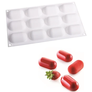 

12 Cavity Cylinder Silicone Mousse Cake Mould 3D Capsule Silicone Mold Mousse Dessert Mould Cake Decoration Tools