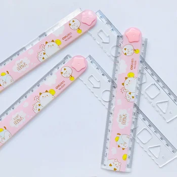 

1X Pink Style Little Sheep 30cm Rotate Fold Measuring Straight Ruler Drawing Stationery