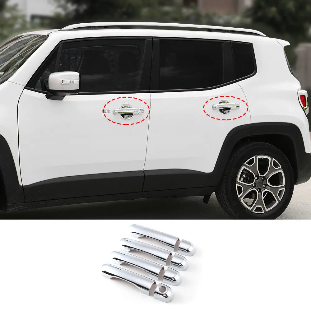 4 двери хромированная Автомобильная дверь ABS Ручка крышки планки для Jeep Renegade- хром