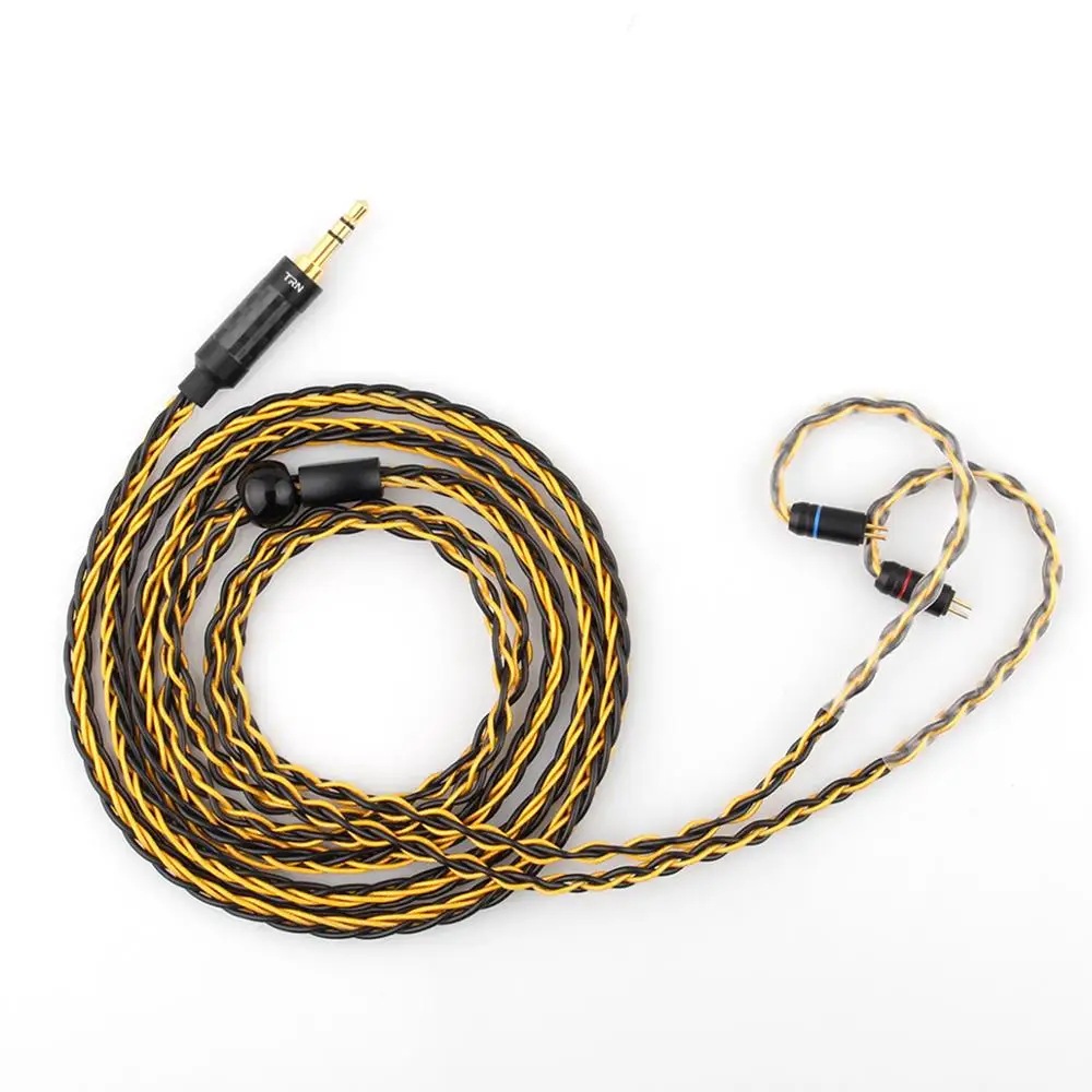 

TRN T1 8 Core Gold Silver Mixed Braided Upgrade Stereo Audio Cable 3.5mm Plug
