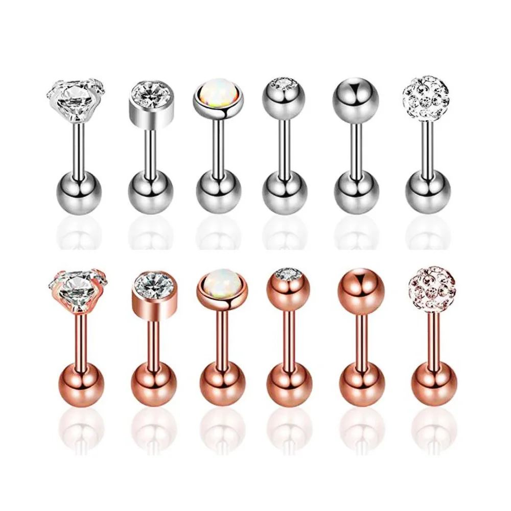16G Star Helix серьги гвоздики для пирсинга губ прозрачные драгоценные камни