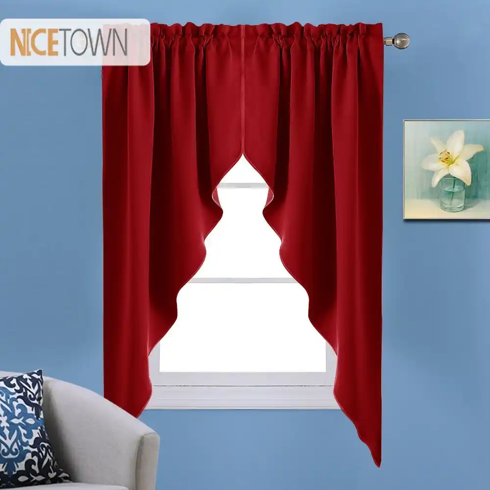 Nicetown 1 Pair Valance Luxury Room Darkening Rod Pocket Kitchen