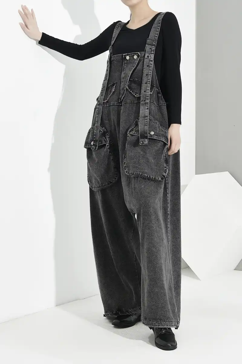 high waisted black overalls