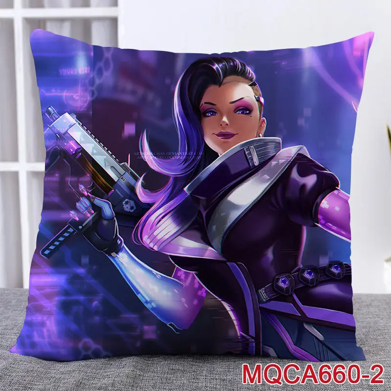 45X45 см аниме игра Overwatch наволочка OW dva Mercy Mei Hanzo Genji Reaper Dakimakura Чехол 3D двухсторонний принт наволочка - Цвет: 8