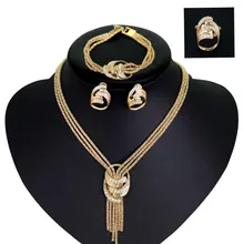 Jewelry-Set Necklace Bridal-Dubai African Beads Wedding Gold-Color Choker Women 4pcs