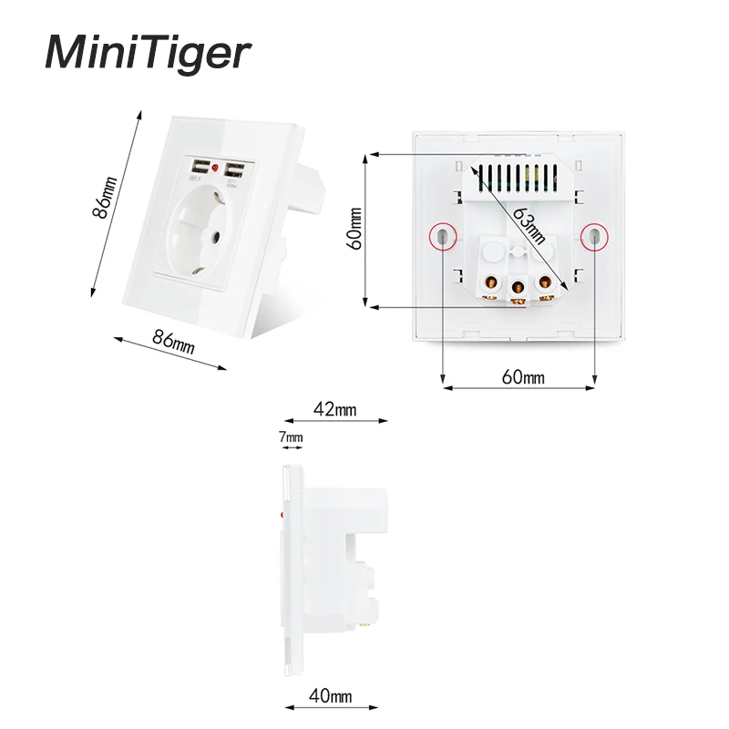 Minitiger ЕС стандартная электрическая розетка с двойным USB 2.1A цинкового сплава высокого класса Ретро панель 16A Золотой зарядный порт настенная розетка