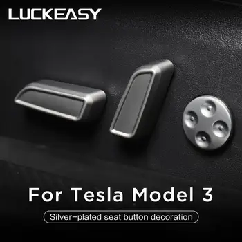 

LUCKEASY Interior modification for Tesla Model 3 Car Seat Button ABS Carbon Fiber Stickers Button Decoration Protection 6pcs/Set